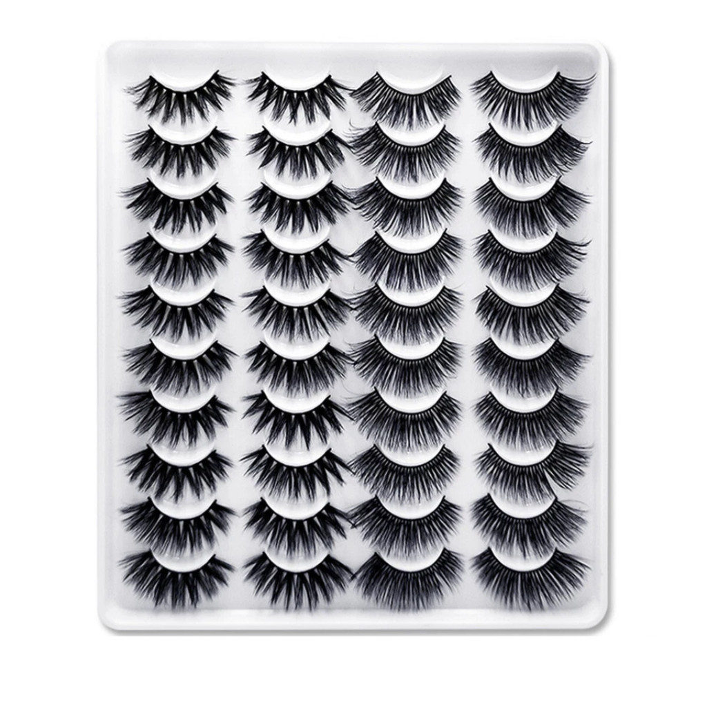 (20Pairs)  3D Mink Makeup Cross False Eyelashes Eye Lashes 100% Real
