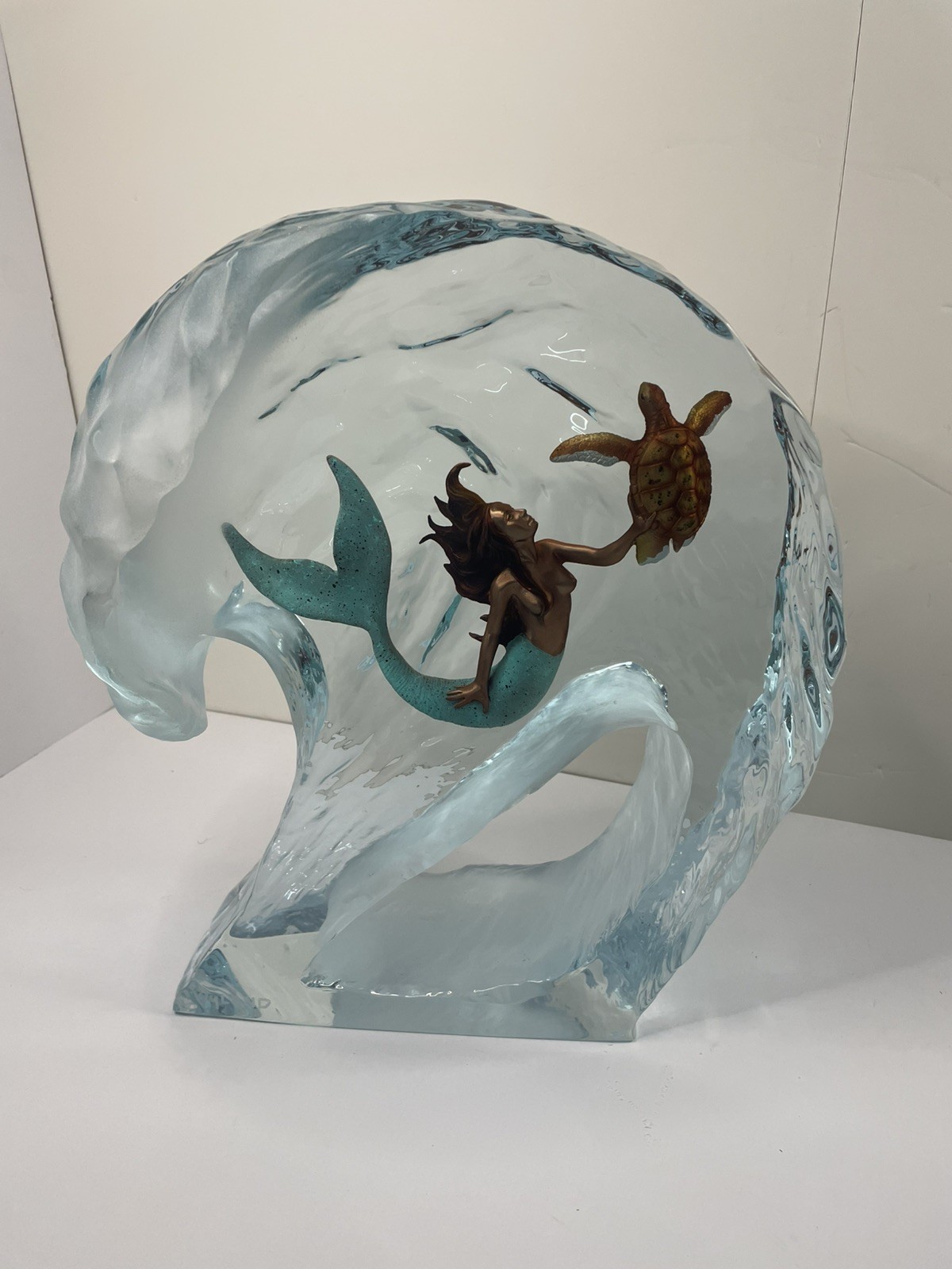 Wyland Mermaid In The Curl Lucite Sculpture Limited Edition with certificate Wyland Mermaid In The Curl Lucite Sculpture Limited Edition with certificate