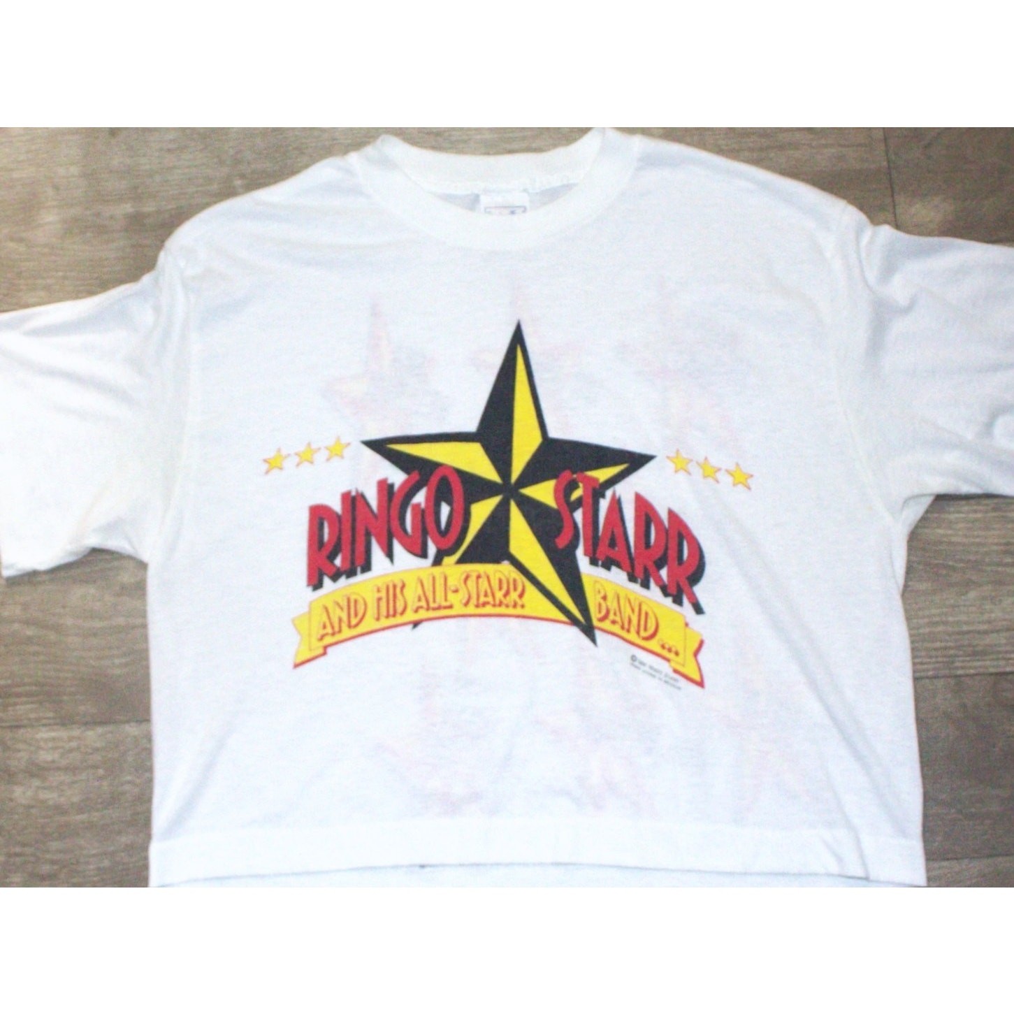 Vintage 1989 Ringo Starr All Starr Band Tour Crop Tee XL White Beatles Rock