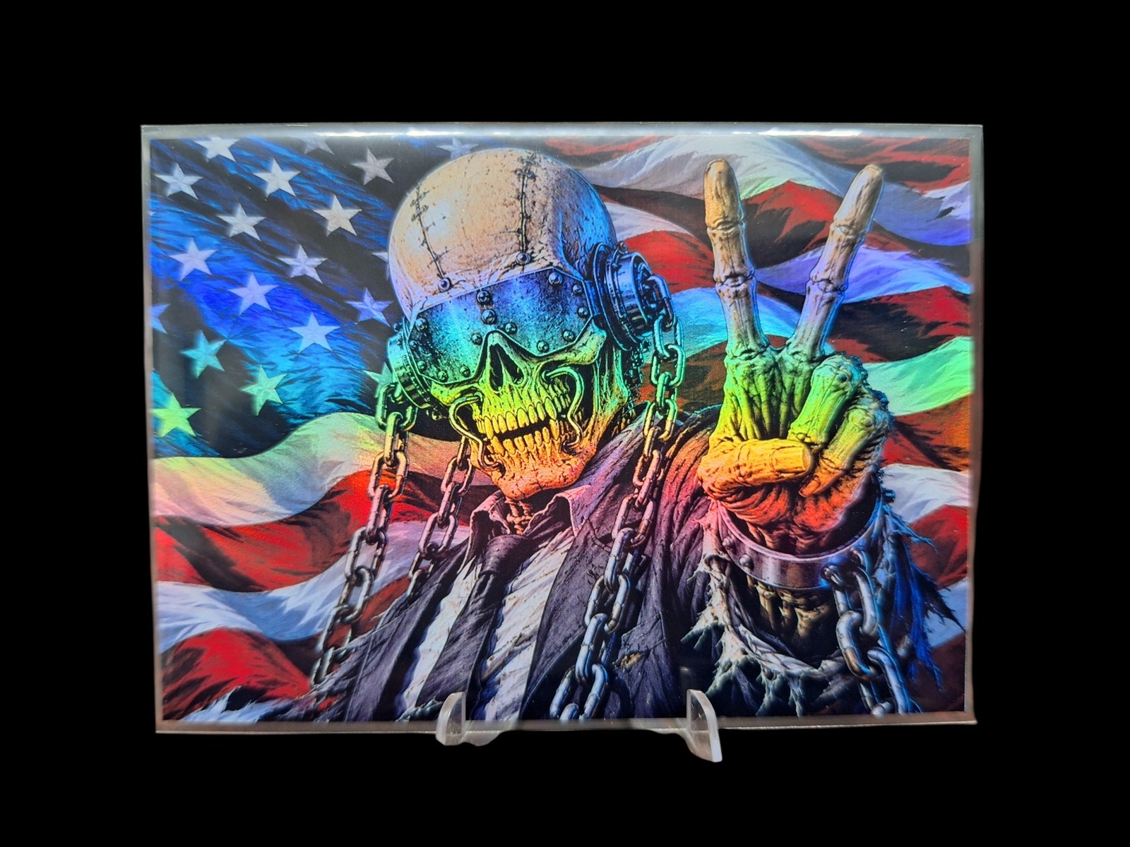 Custom Megadeth Vic Rattlehead Rainbow Holofoil Trading Collector Art Card