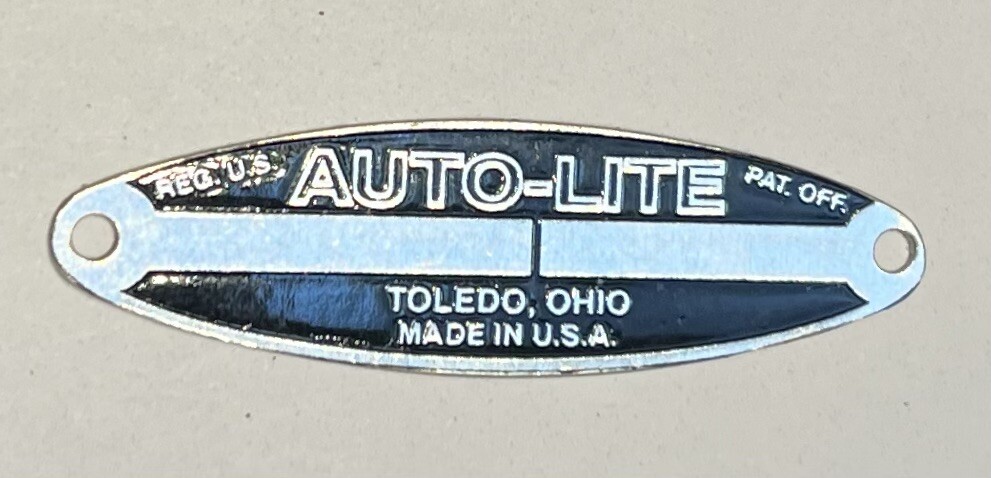 Vintage Auto-Lite Metal Data Tag NOS Metal Data Tag Badge Plate Vintage Auto-Lite Metal Data Tag NOS Metal Data Tag Badge Plate