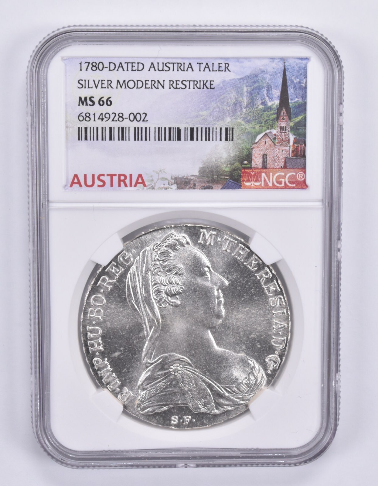 1780-Dated Austria Taler Silver Modern Restrike MS66 NGC