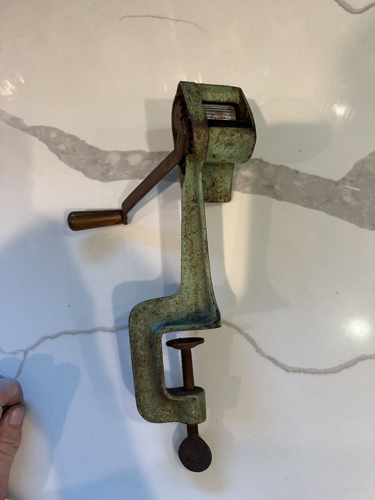 Turner & Seymore Cast Iron Pea Sheller Blue Streak Antique Vintage Made in USA Turner & Seymore Cast Iron Pea Sheller Blue Streak Antique Vintage Made in USA