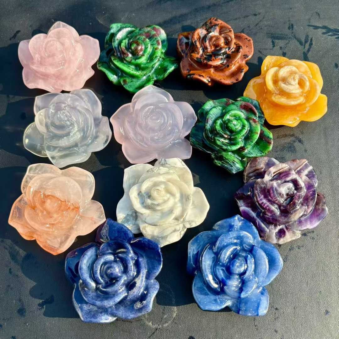 10PC Natural High quality mix material  carve flower gift crystal  random decor