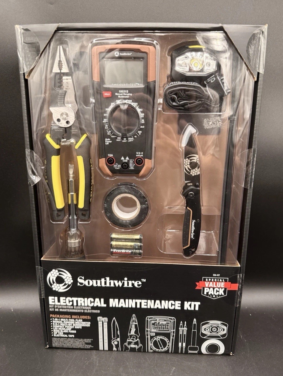 Southwire EM-KIT 8pc Electrical Maintenance Tool Kit w Multimeter Southwire EM-KIT 8pc Electrical Maintenance Tool Kit w Multimeter