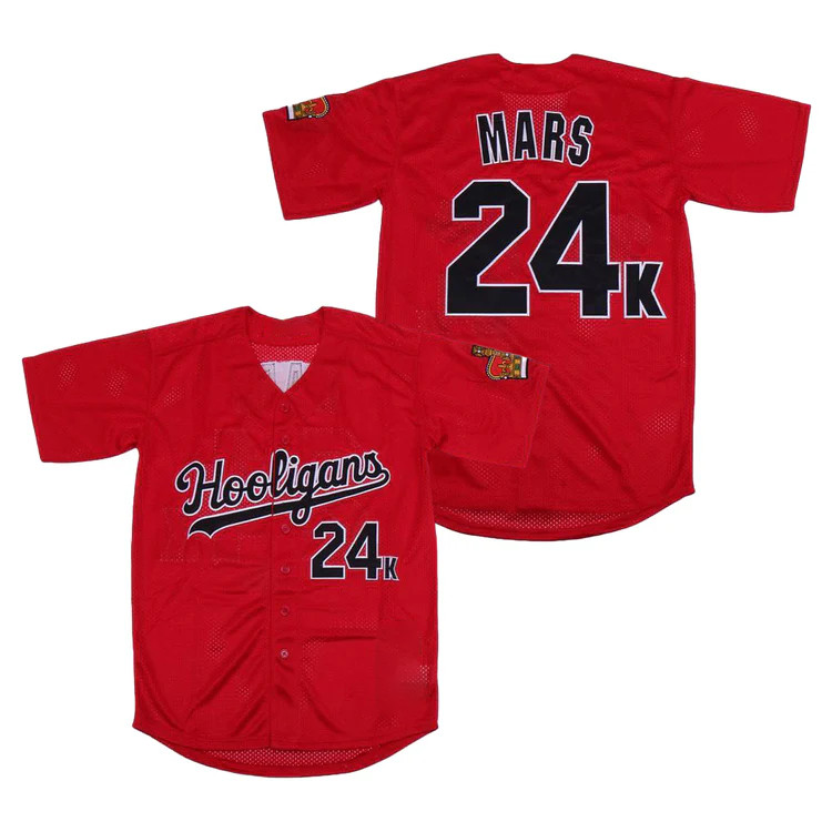 Hooligans Style Baseball Jersey Pinstripe 24K Number Unisex Shirt