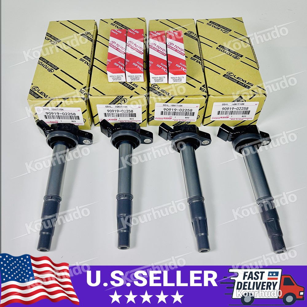 Denso OEM 90919-02258 Ignition Coils Spark Plugs kit For Toyota Corolla Prius