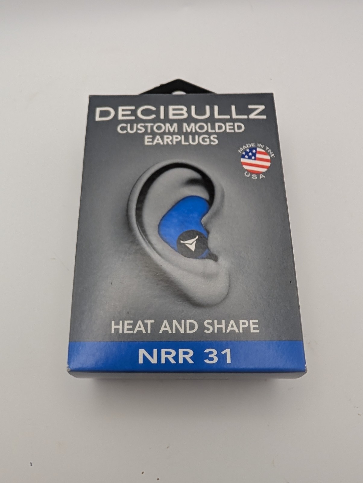 Decibullz Custom Molded Earplugs Heat & Shape NRR 31 Blue w/ Pouch & Tips