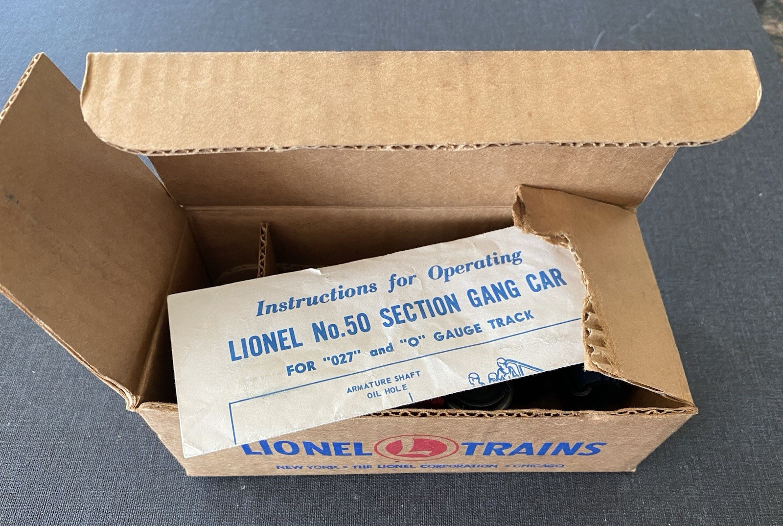 Lionel #50 Gang-car With Original Box And Instructions Works One Guy Missing