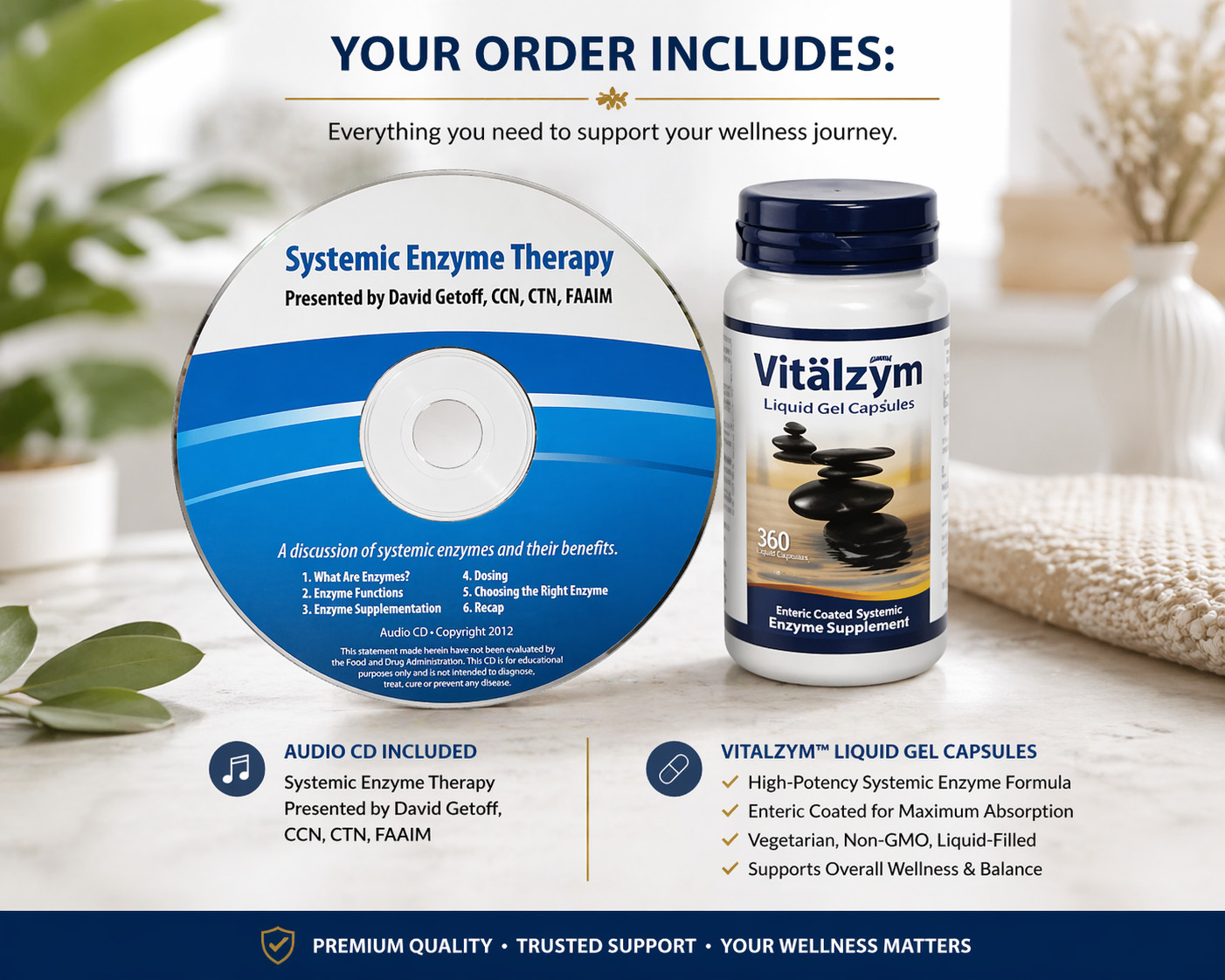 Vitalzym 360 Enzymes W/ FREE CD -Anti inflammatory-Joint -Spike Protein-Clots Vitalzym 360 Enzymes W/ FREE CD -Anti inflammatory-Joint -Spike Protein-Clots