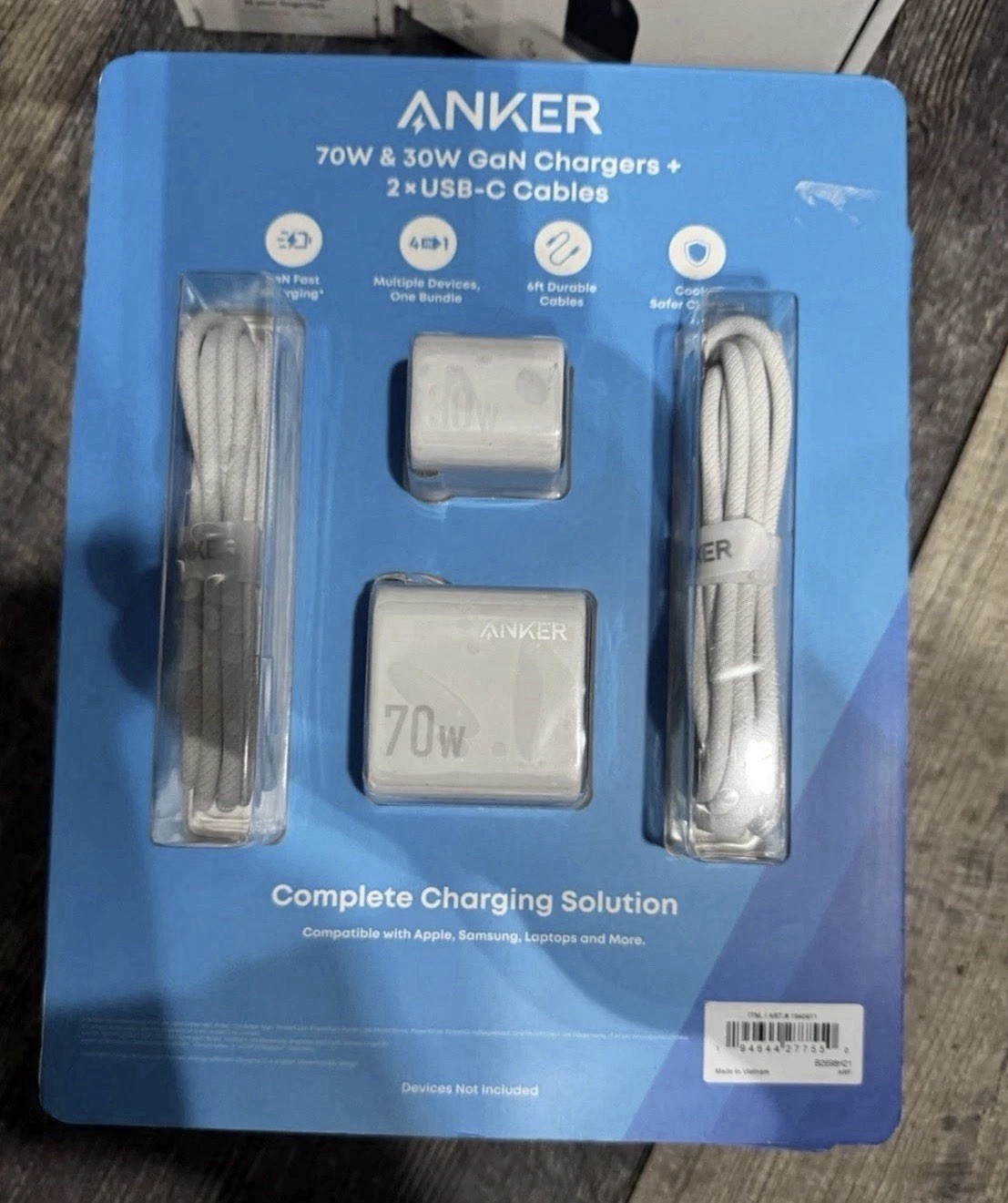 Anker 70W + 30W GaN USB-C Charger Bundle w/ 2 Cables