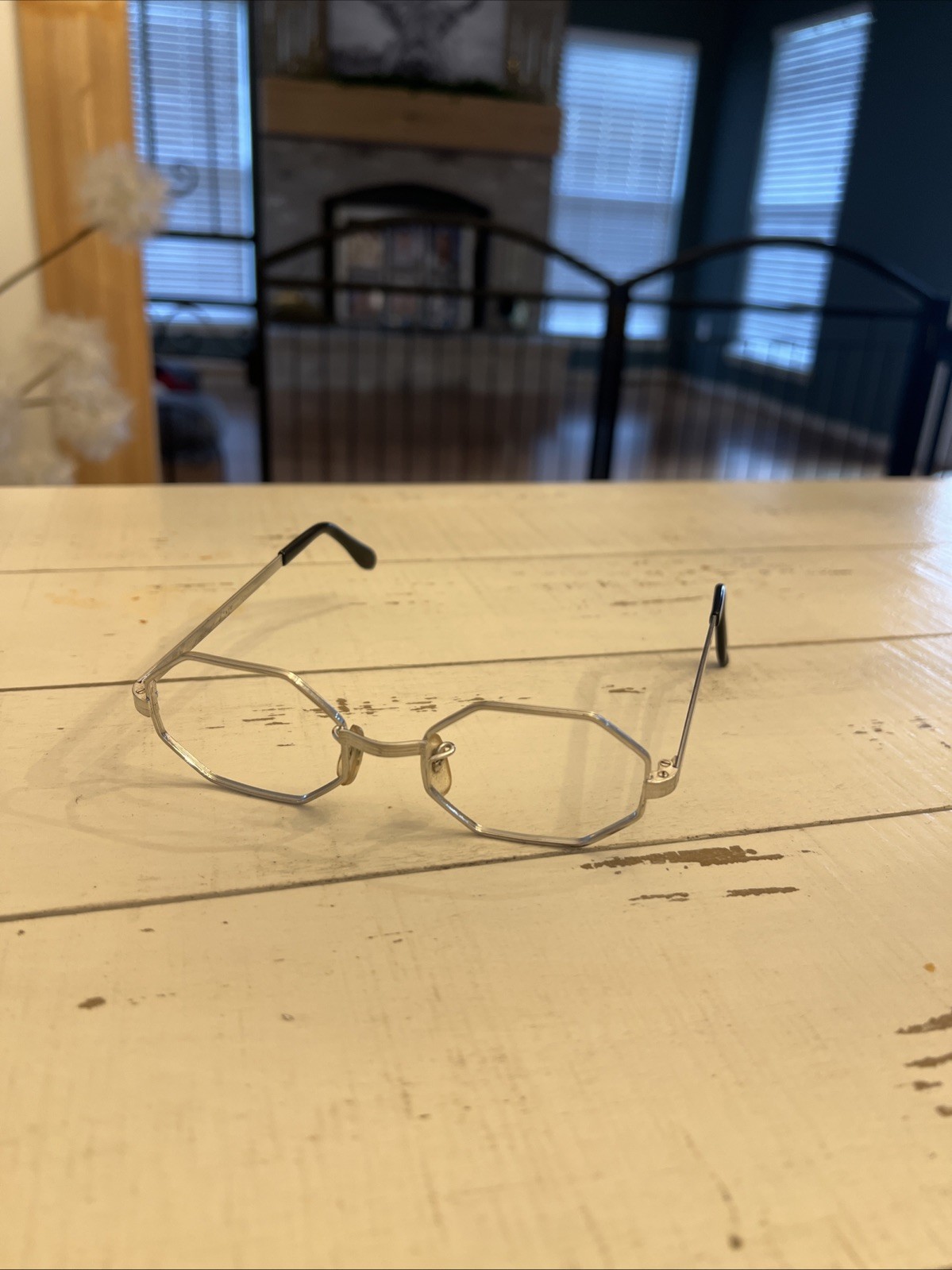 Vintage Octagon Eyeglass Frames Silver Metal Geometric 1970s Retro Unisex Vintage Octagon Eyeglass Frames Silver Metal Geometric 1970s Retro Unisex