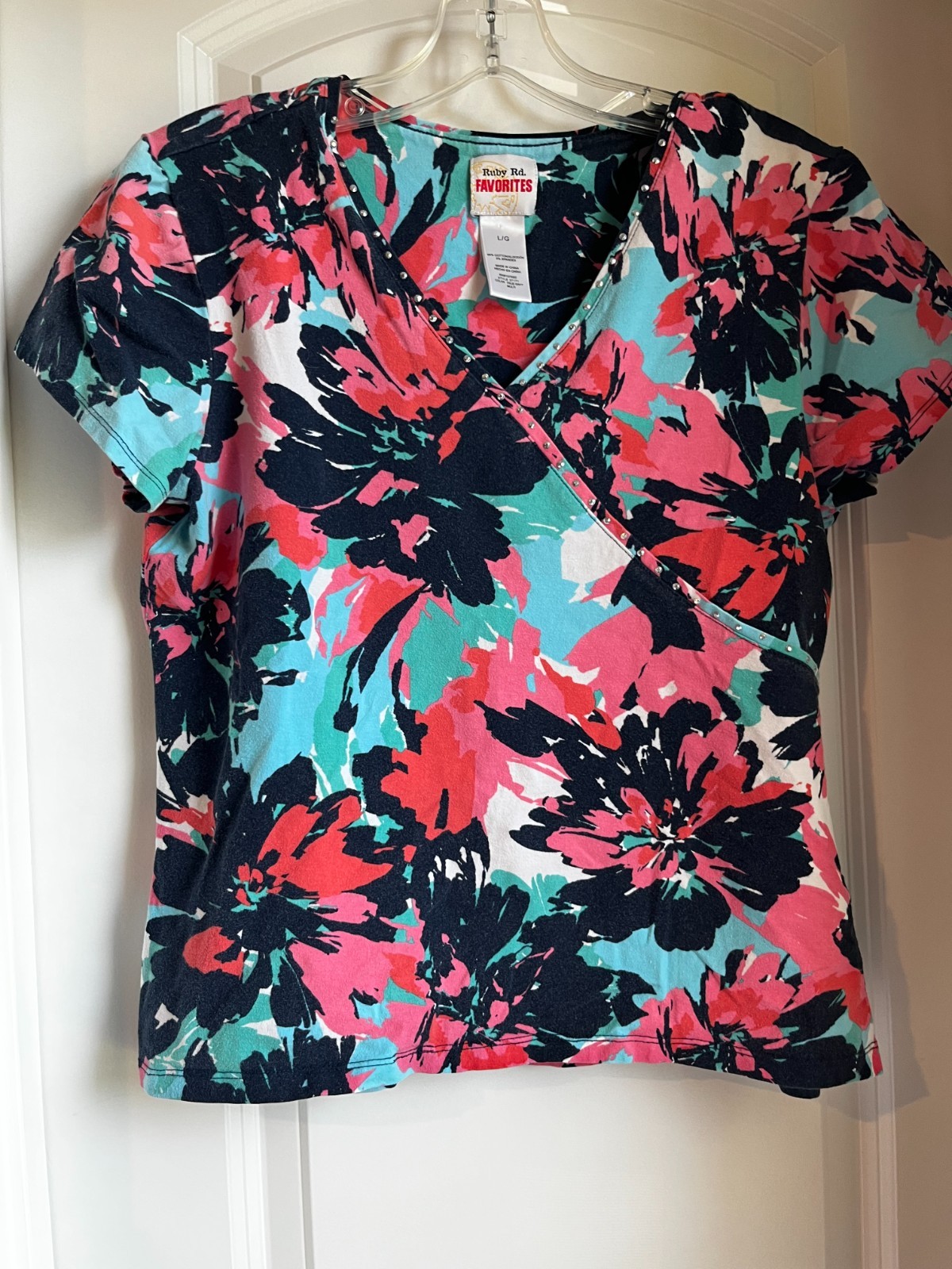 Women\'s Top, Size L, Ruby Rd Favorites, 95% Cotton 5% Spandex, Petite