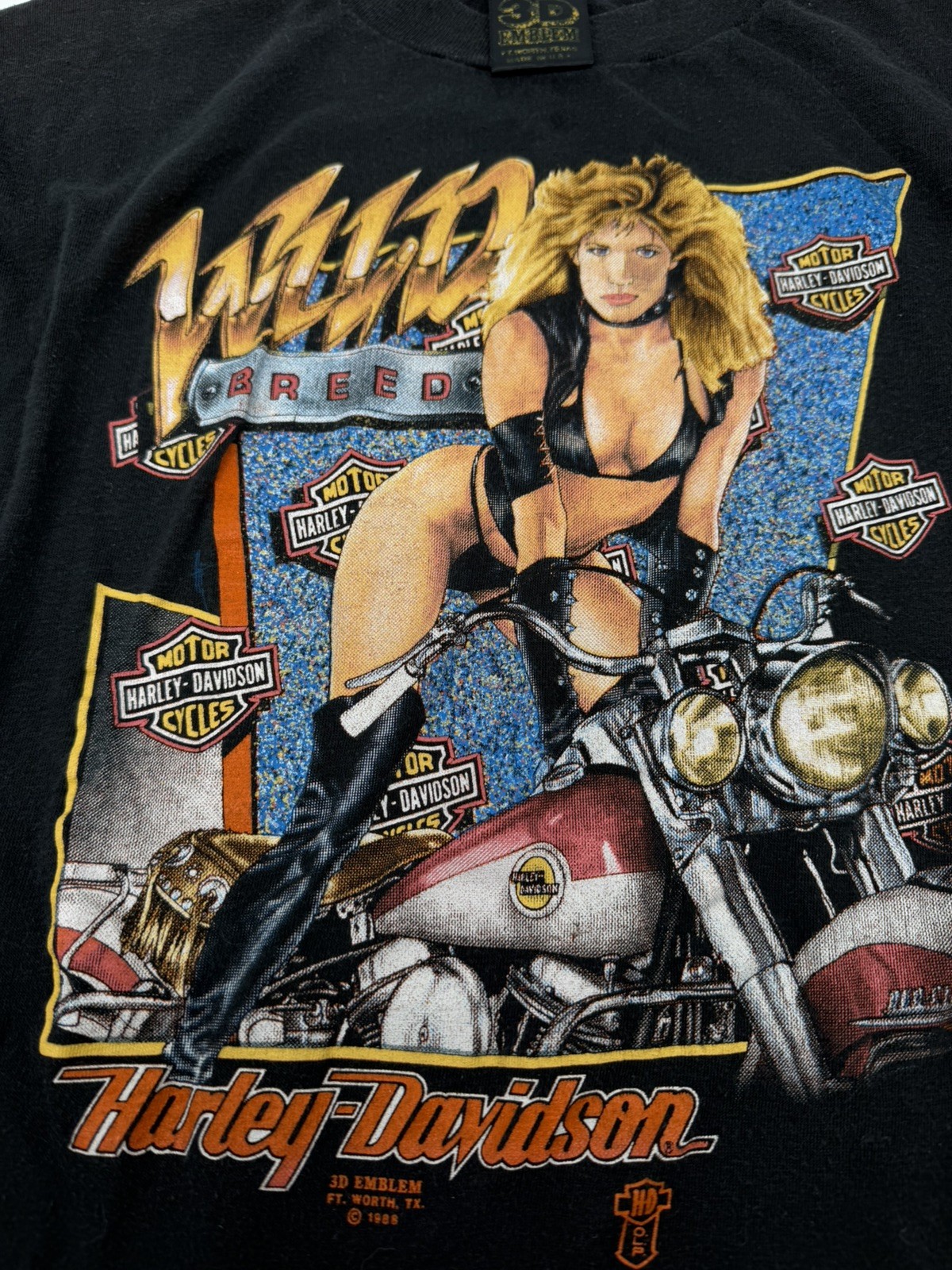 Vintage SINGLE STITCH 1980s Harley Davidson 3D Emblem Shirt Wild Breed Men’s L Vintage SINGLE STITCH 1980s Harley Davidson 3D Emblem Shirt Wild Breed Men’s L