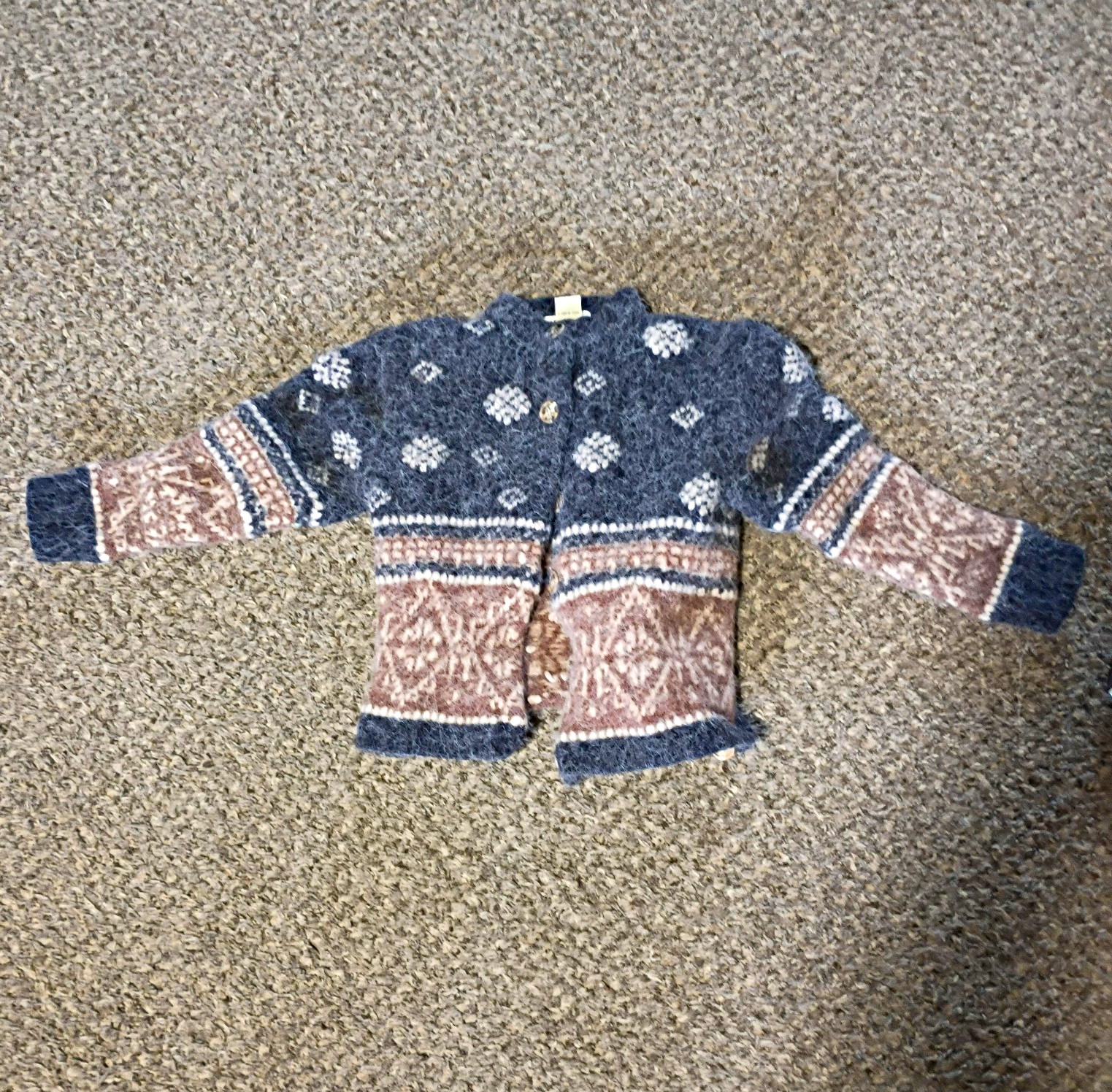 vintage Eddie Bauer kids S Blue/Brown/White Fair Isle Knit Button Cardigan vintage Eddie Bauer kids S Blue/Brown/White Fair Isle Knit Button Cardigan