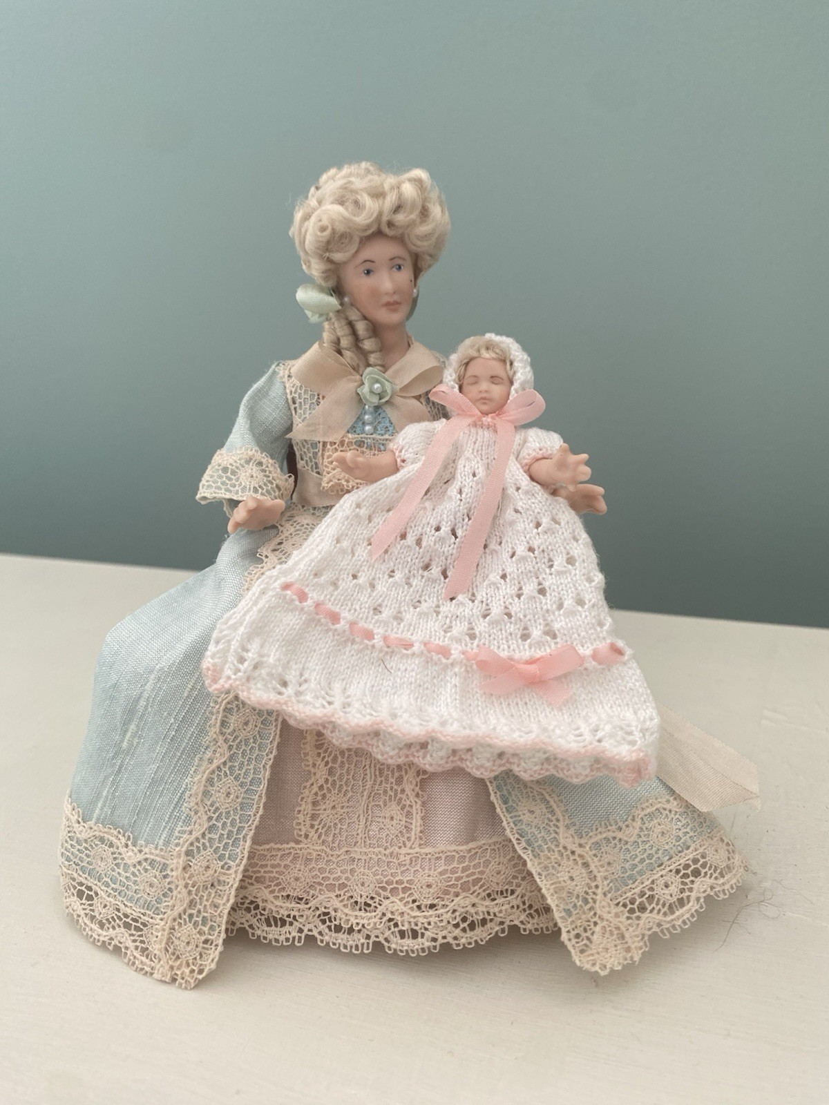 OOAK 1/12 Th Scale Dolls House Dolls- Mother And Child by Grace Mary Miniatures