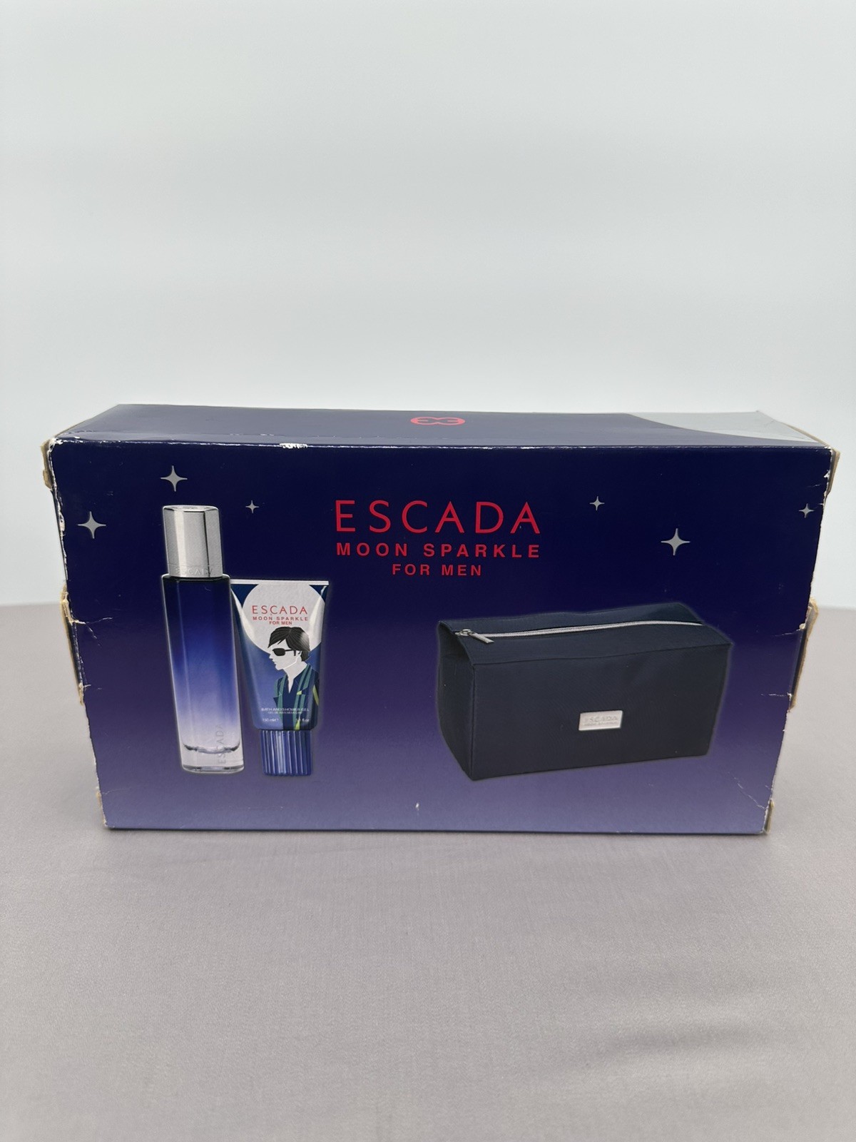 Escada Moon Sparkle for Men EDT 1.7 oz Gift Set Shower Gel Toiletry Bag