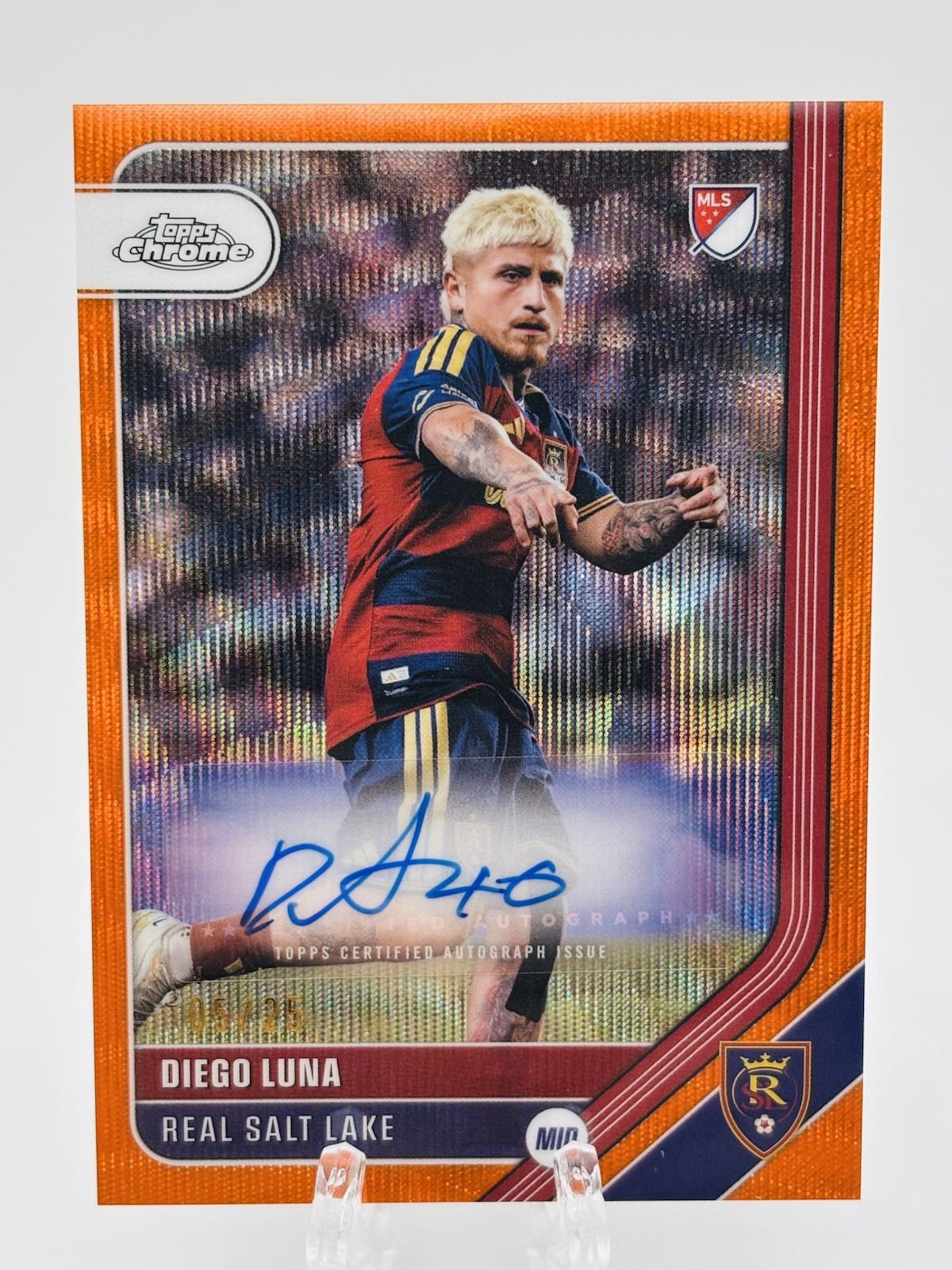 2026 Topps Chrome MLS Diego Luna Auto Orange Wave Refractor 05/25 Real Salt Lake 2026 Topps Chrome MLS Diego Luna Auto Orange Wave Refractor 05/25 Real Salt Lake