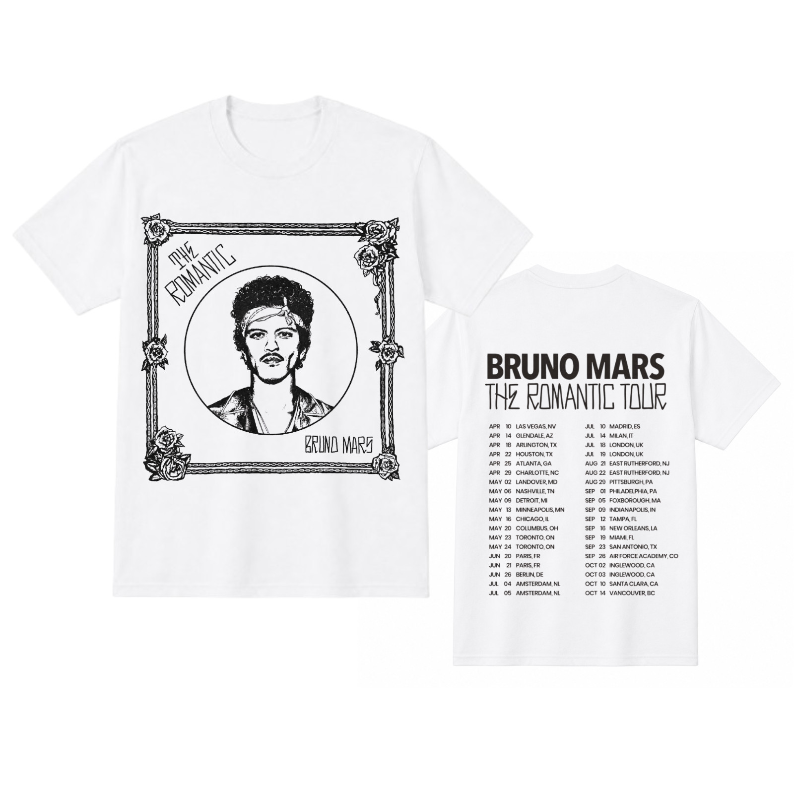 Vintage Graphic Tee Bruno Mars Tribute Tour Concert Unisex Casual Reprint