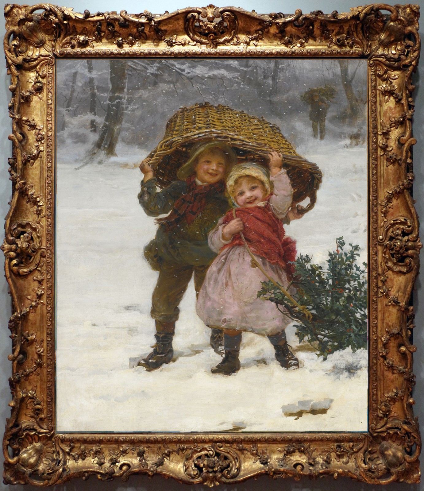 Hand Painted Classical Oil Painting Children Winter Art Canvas Vintage Style Hand Painted Classical Oil Painting Children Winter Art Canvas Vintage Style