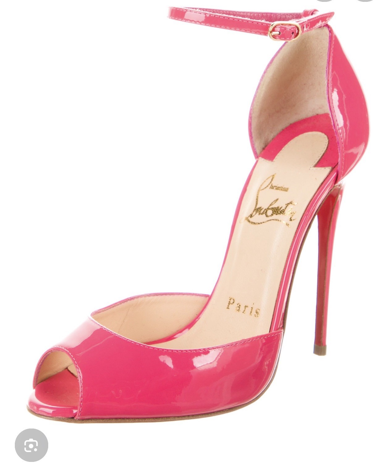 Christian Louboutin Gardnera Patent Open Toe  Ankle Strap Heel Pump 8