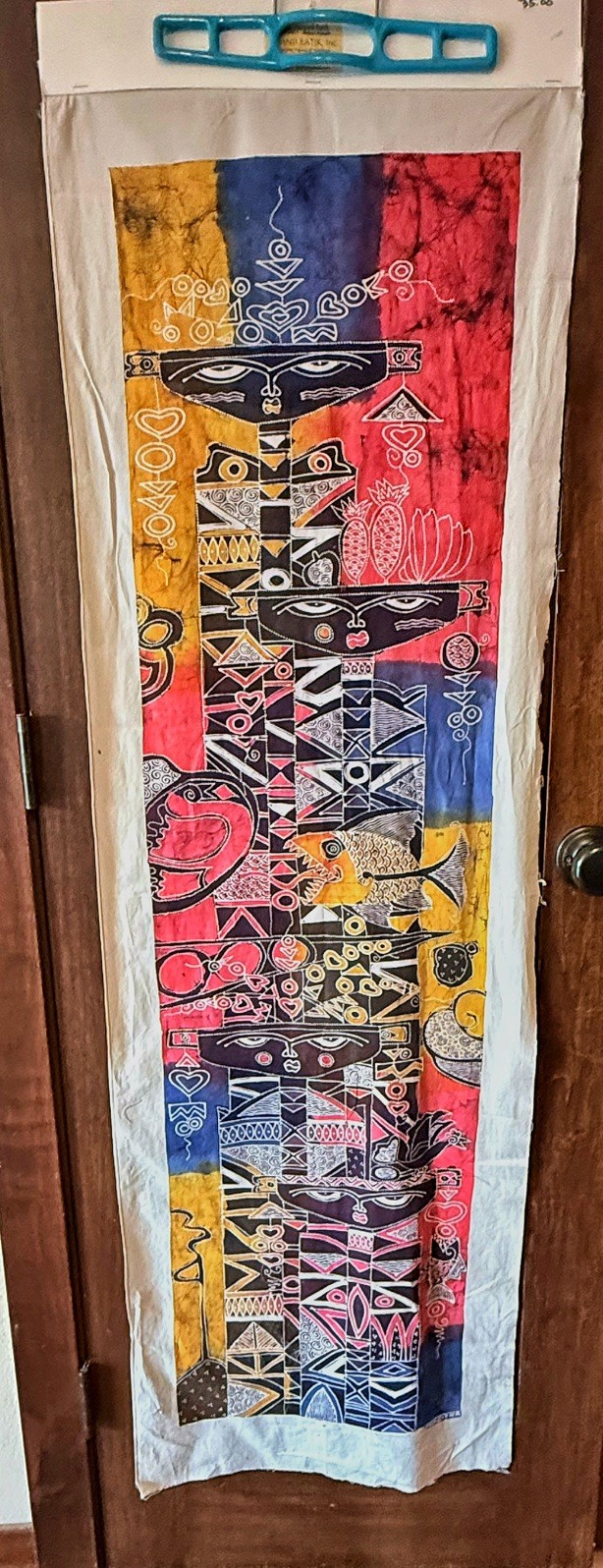 Island Batik African Folk Art 100% washable cotton panel hand painted 57x18 New Island Batik African Folk Art 100% washable cotton panel hand painted 57x18 New