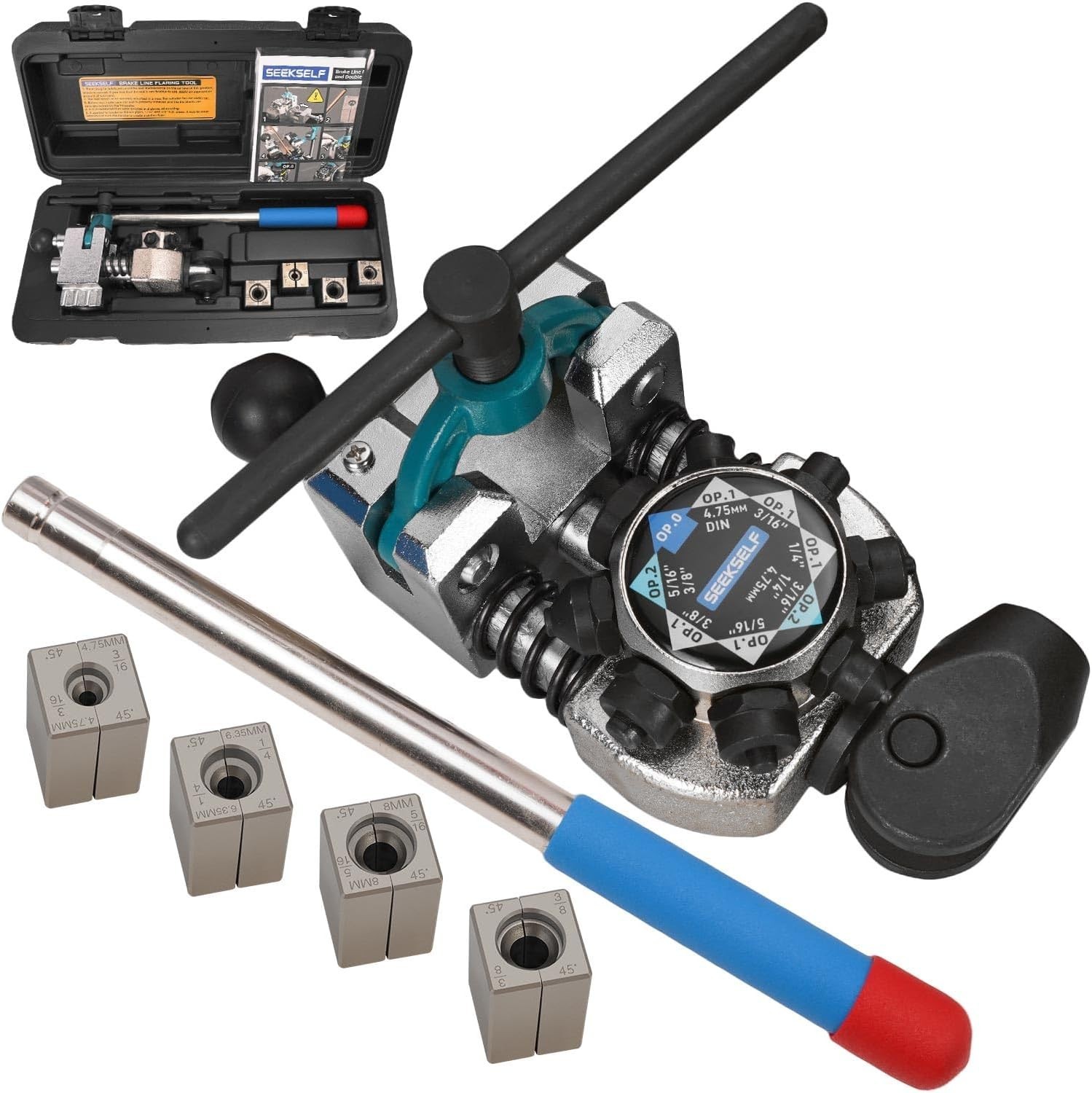  Professional Brake Line Flaring Tool Kit for 45 Degree Single, Double and Bubbl