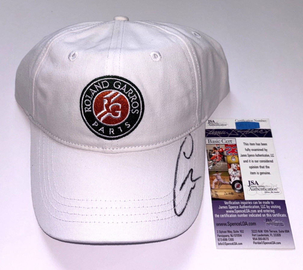 CARLOS ALCARAZ SIGNED FRENCH OPEN HAT CAP ROLAND GARROS TENNIS CHAMPION JSA CARLOS ALCARAZ SIGNED FRENCH OPEN HAT CAP ROLAND GARROS TENNIS CHAMPION JSA