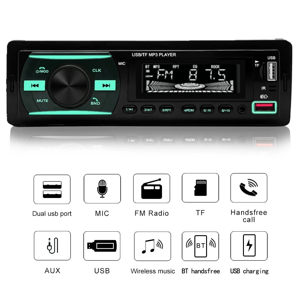 Single Din Car Stereo Bluetooth Receiver with USB FM Radio Aux SD Input Player Single Din Car Stereo Bluetooth Receiver with USB FM Radio Aux SD Input Player