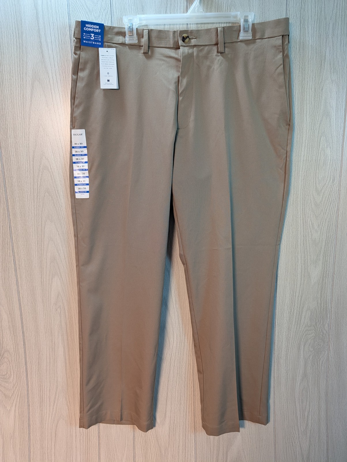 Haggar Cool Right Dress Pants Men 38x30 NWT Performance Flex Classic Fit Khaki Haggar Cool Right Dress Pants Men 38x30 NWT Performance Flex Classic Fit Khaki