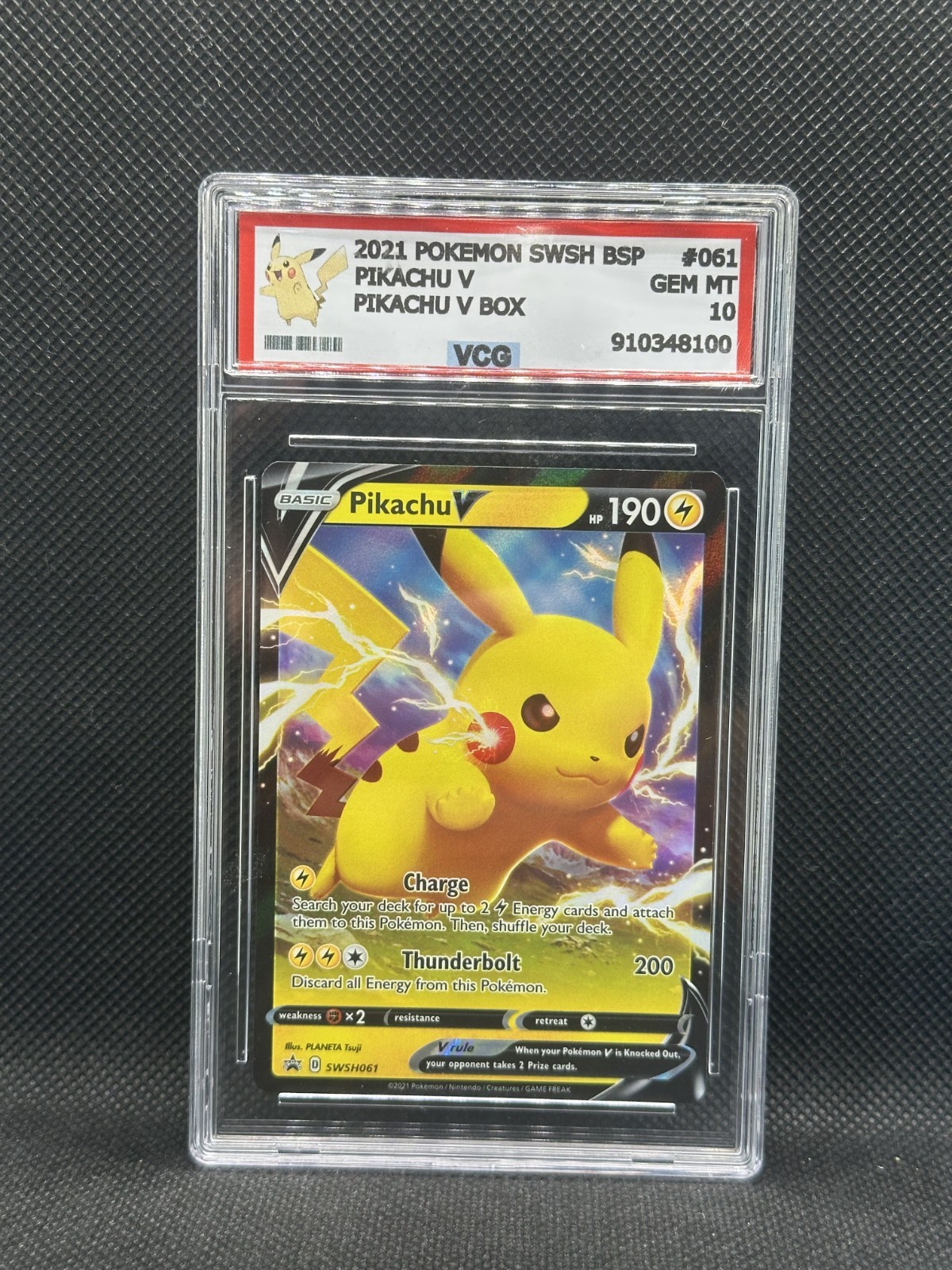 Pokemon Pikachu V SWSH061 Promo VCG GEM MT 10 Card Pikachu V Box 2021 - NO PSA/BGS Pokemon Pikachu V SWSH061 Promo VCG GEM MT 10 Card Pikachu V Box 2021 - NO PSA/BGS