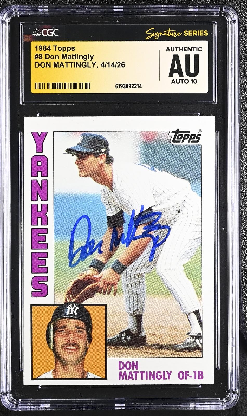 1984 Donruss #8 Don Mattingly CGC Authentic Auto 10 RC