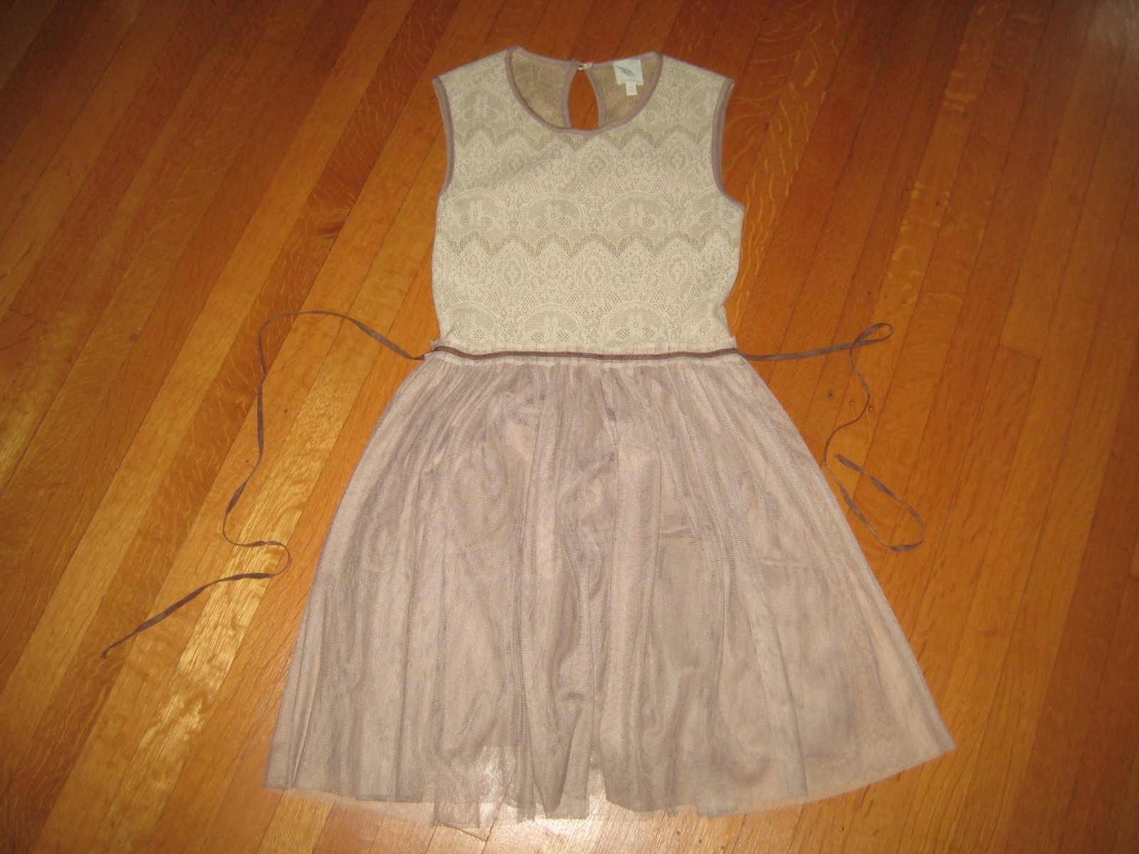 ANTHROPOLOGIE Weston Wear DULCIE Sweater Knit & Tulle Dress Beige Sz XS ANTHROPOLOGIE Weston Wear DULCIE Sweater Knit & Tulle Dress Beige Sz XS
