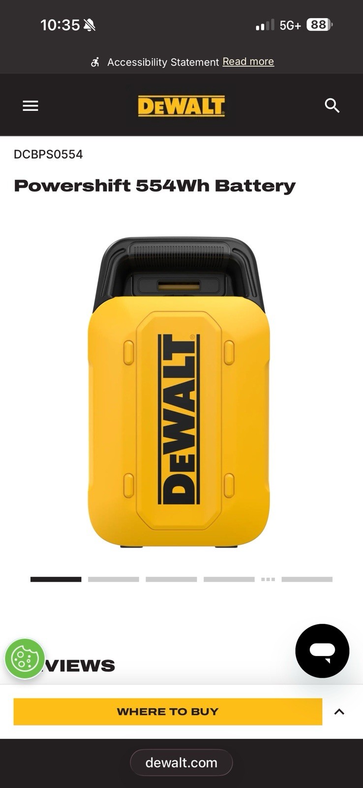 DEWALT Powershift DCBPS0554 55V 10Ah Li-Ion Battery Pack Fuel Indicator DEWALT Powershift DCBPS0554 55V 10Ah Li-Ion Battery Pack Fuel Indicator