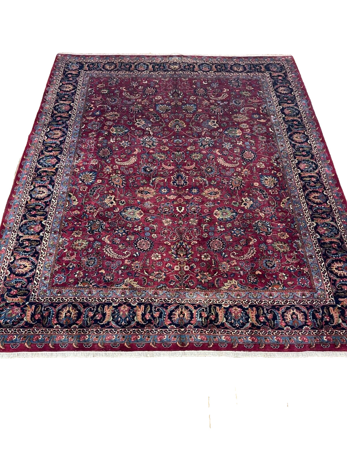 12’ X 14’10 Red Blue Beige Traditional Large Hand Knotted Oriental Rug Oversized