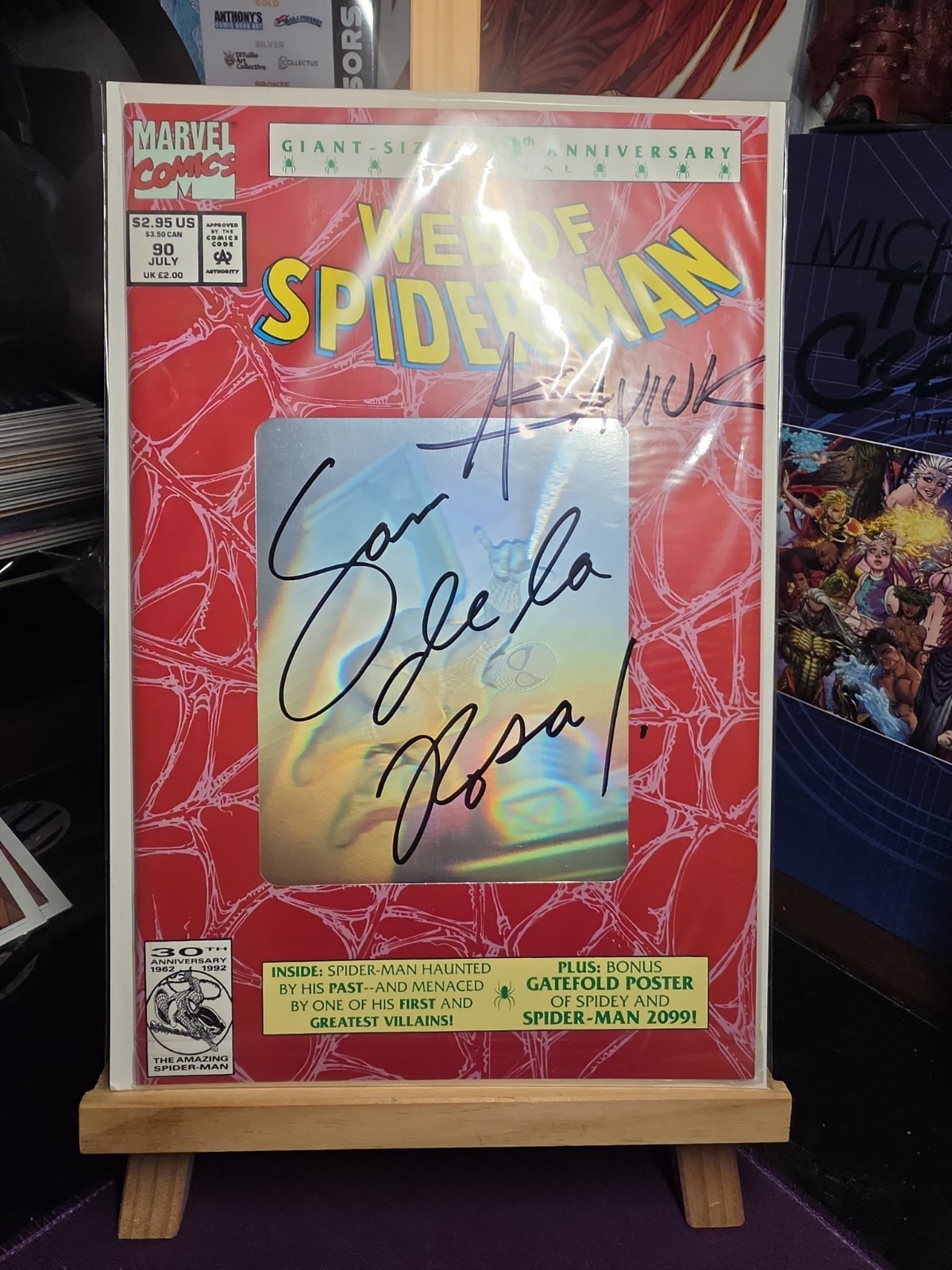 WEB OF SPIDER-MAN 90 SIGNED & ART ALEX SAVIUK & SAM DE LA ROSA COA SEALED 1992 . WEB OF SPIDER-MAN 90 SIGNED & ART ALEX SAVIUK & SAM DE LA ROSA COA SEALED 1992 .