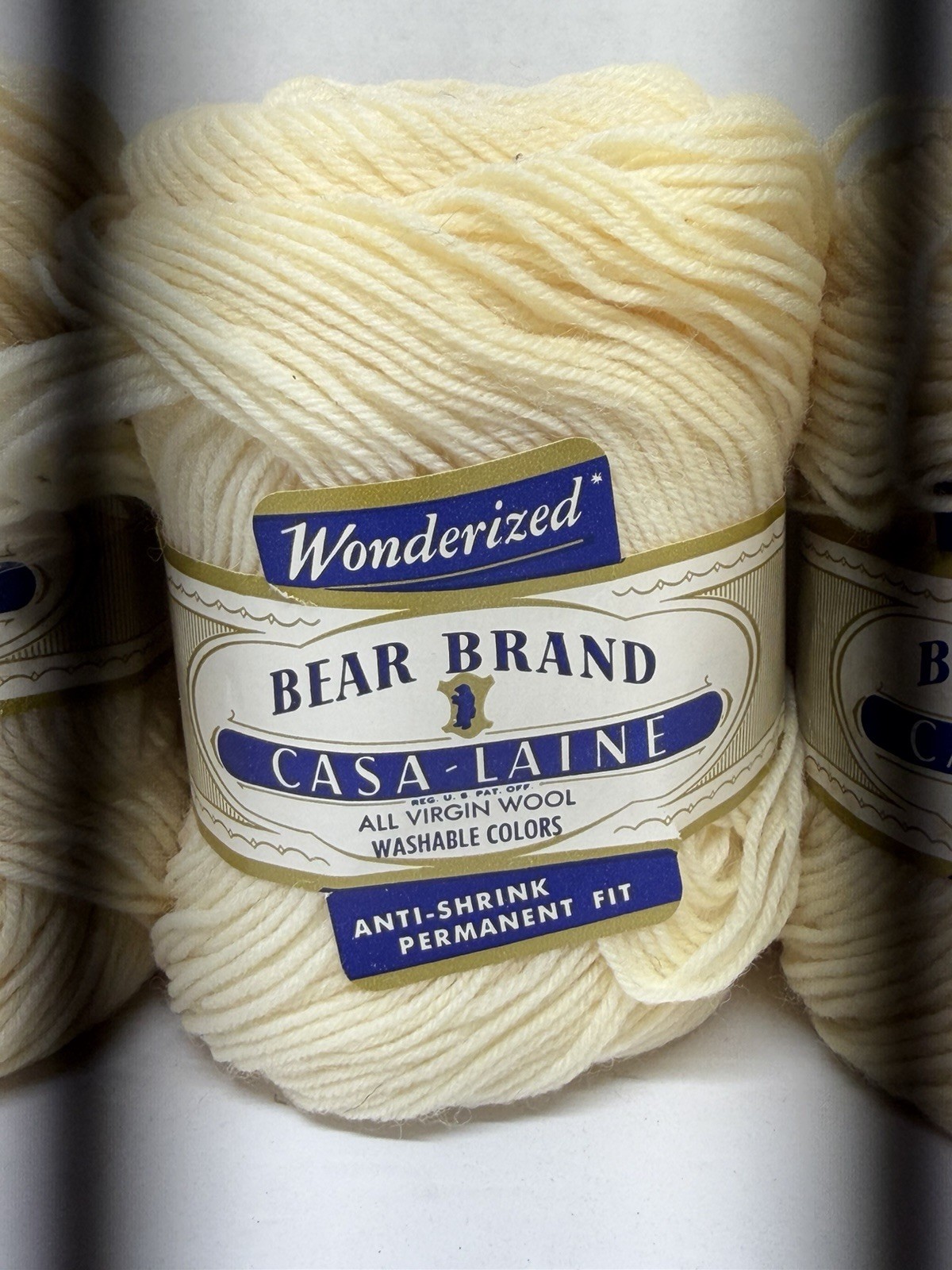 Vintage Bear Brand Casa-Laine Wonderized Virgin Wool Yarn White Lot of 6 Vintage Bear Brand Casa-Laine Wonderized Virgin Wool Yarn White Lot of 6