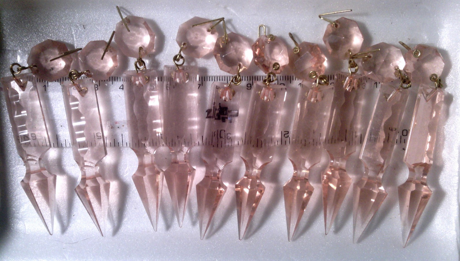 Vtg 10 PEACH CHISELED CHANDELIER DROPS CLOSE OUT FINAL SALE