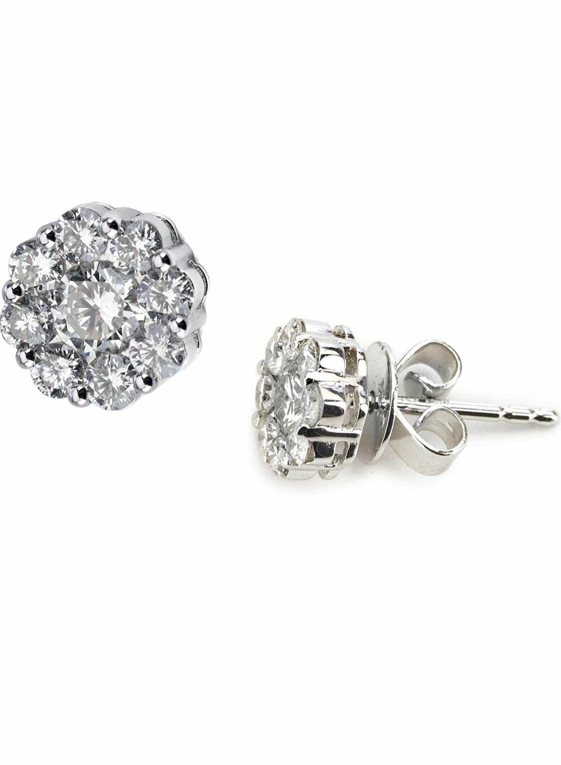 Classic .50 Carat Total Diamond Floral Studs In White Gold