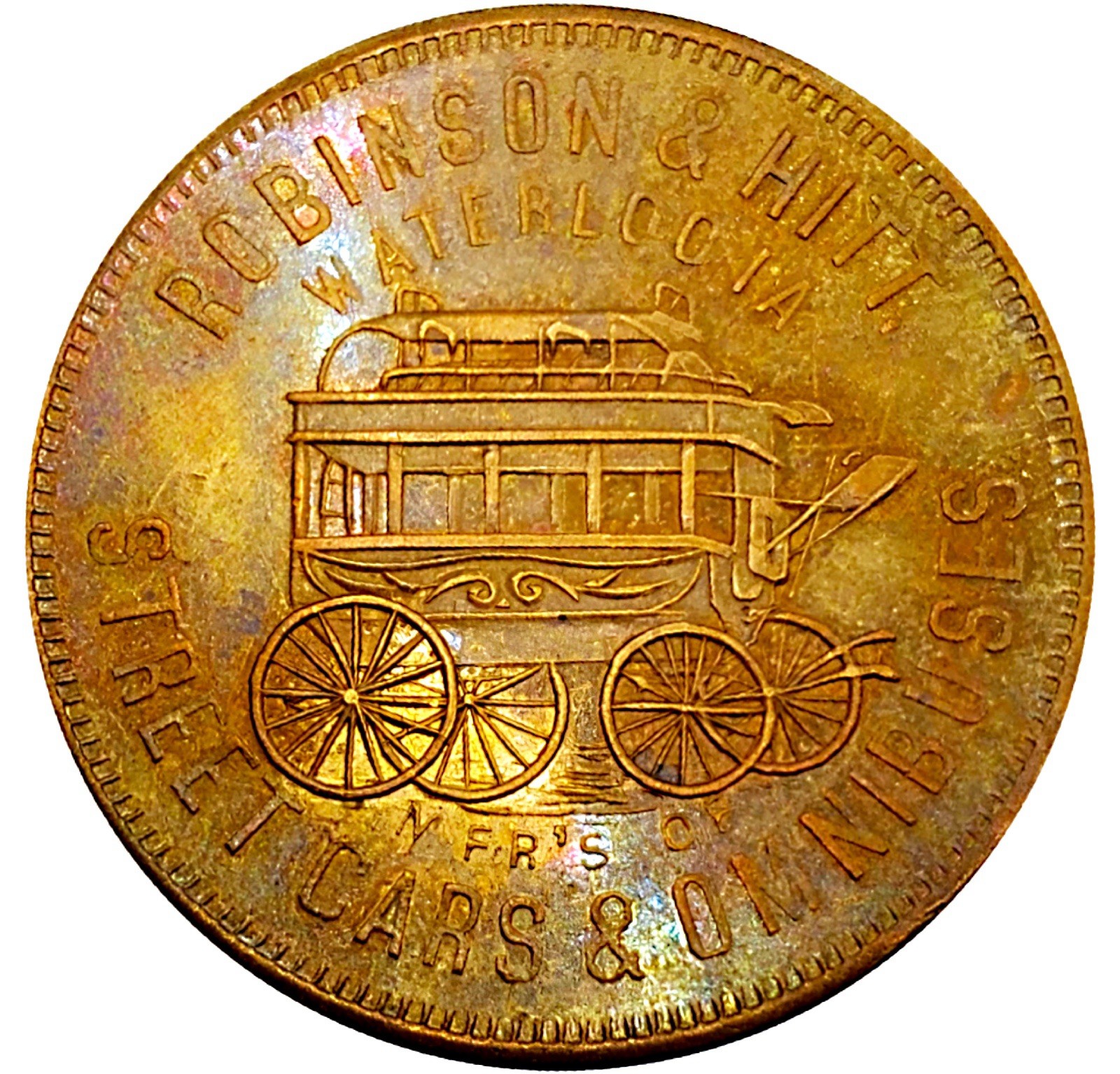 (1885) New Orleans & Waterloo Unlisted Merchant Token Omnibus Mnfr Very Rare