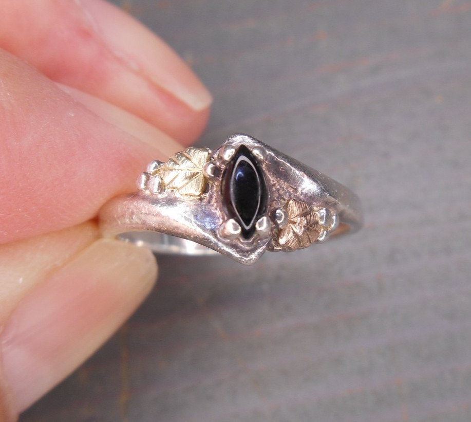 Black Hills Gold Coleman & Co. Sterling Silver & 12k Gold Black Onyx Ring Size 8 Black Hills Gold Coleman & Co. Sterling Silver & 12k Gold Black Onyx Ring Size 8