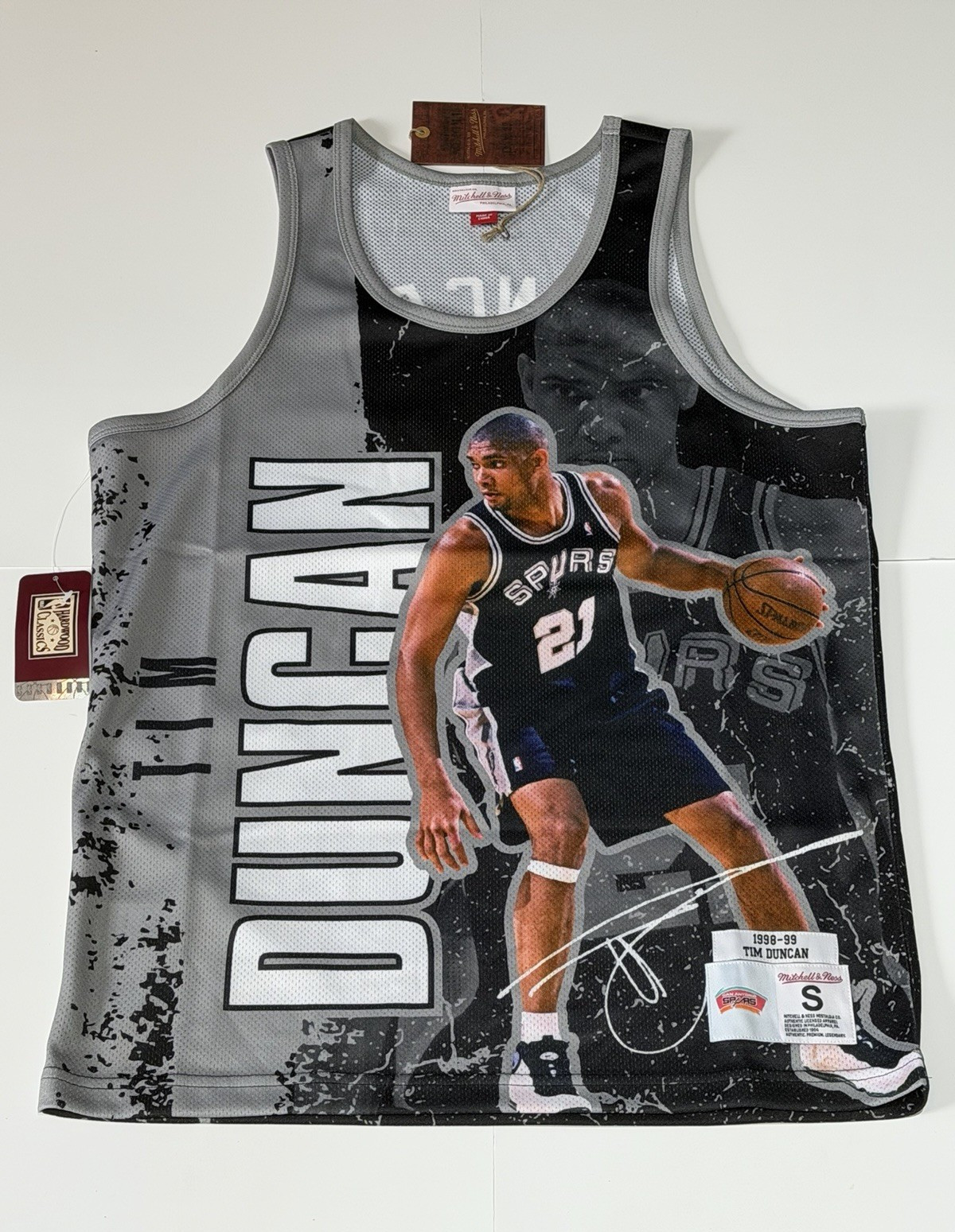 Tim Duncan San Antonio Spurs Mitchell & Ness Player Jersey Tank mens Size S NWT