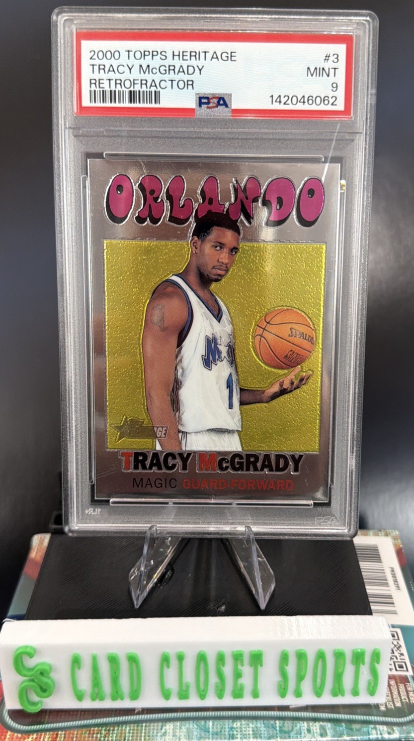 2000-01 Topps Heritage Retrofractor #3 Tracy McGrady MAGIC /272 PSA 9 MINT POP 2 2000-01 Topps Heritage Retrofractor #3 Tracy McGrady MAGIC /272 PSA 9 MINT POP 2