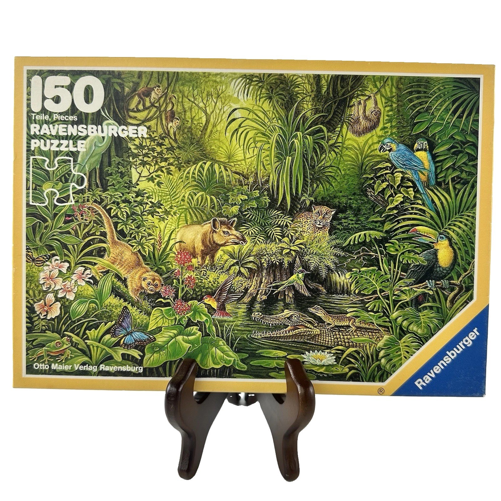 HTF Ravensburger IN THE JUNGLE 150 Piece Puzzle 1986 RARE Mario Kessler COMPLETE