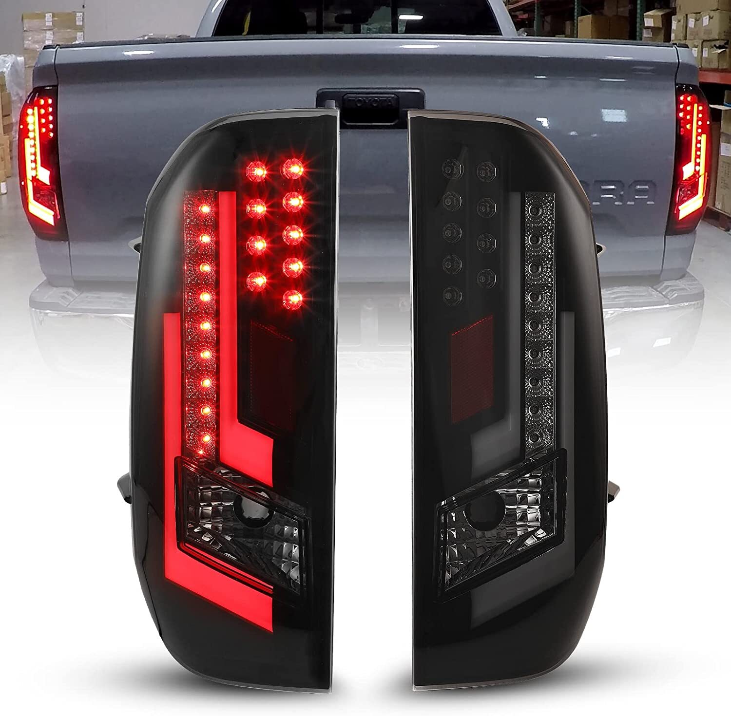 Black Smoke LED Tail Light For 2014-2021 Toyota Tundra Rear Lamp Left+Right Pair