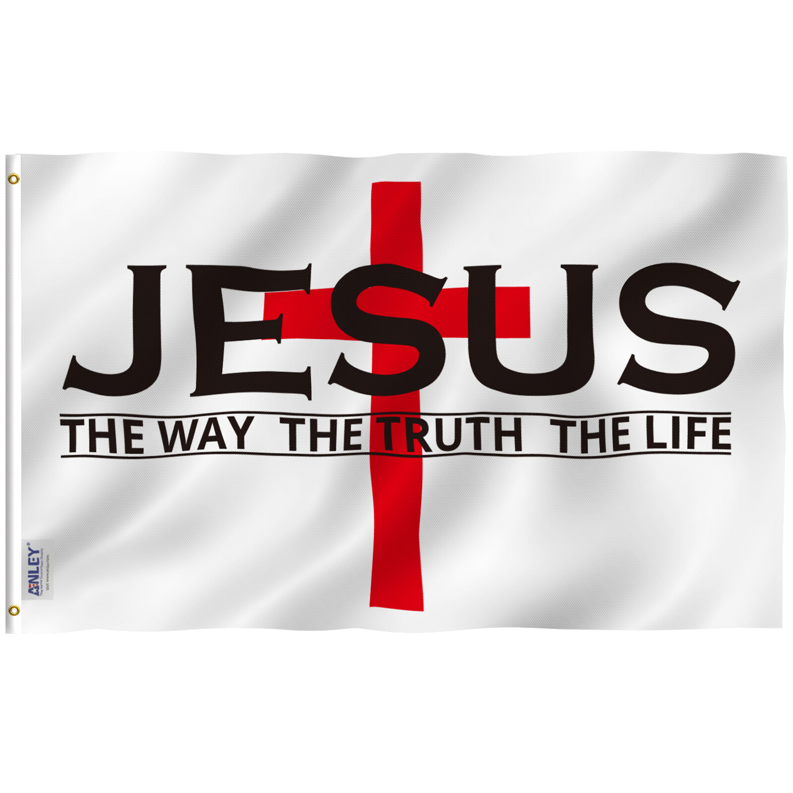 Anley  3x5 Foot Jesus The Way The Truth The Life Flag - Christian Flags 