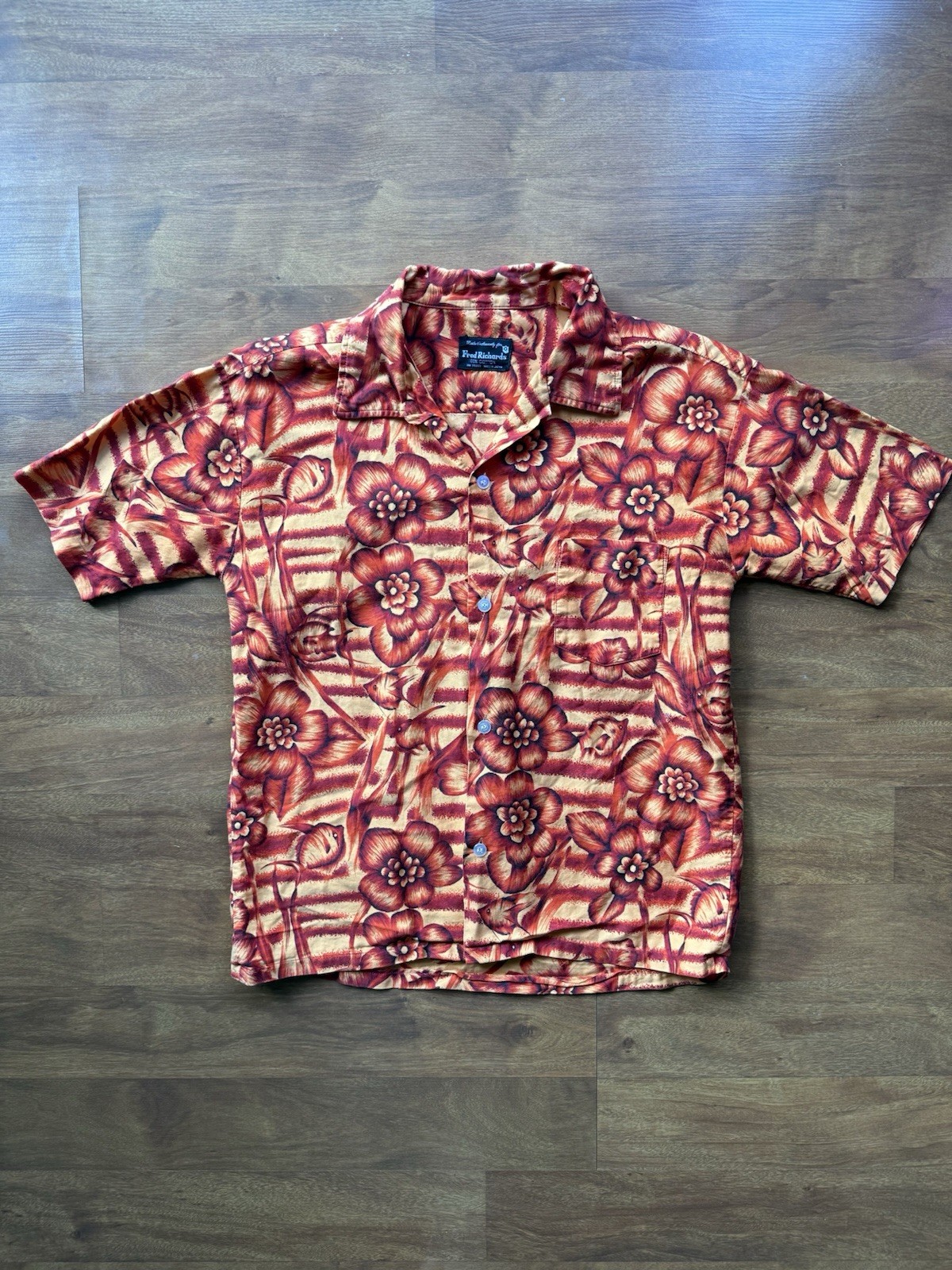 Vintage Fred Richards 1950s 60s Shirt Men’s S Red Orange Floral Hawaiian Aloha Vintage Fred Richards 1950s 60s Shirt Men’s S Red Orange Floral Hawaiian Aloha