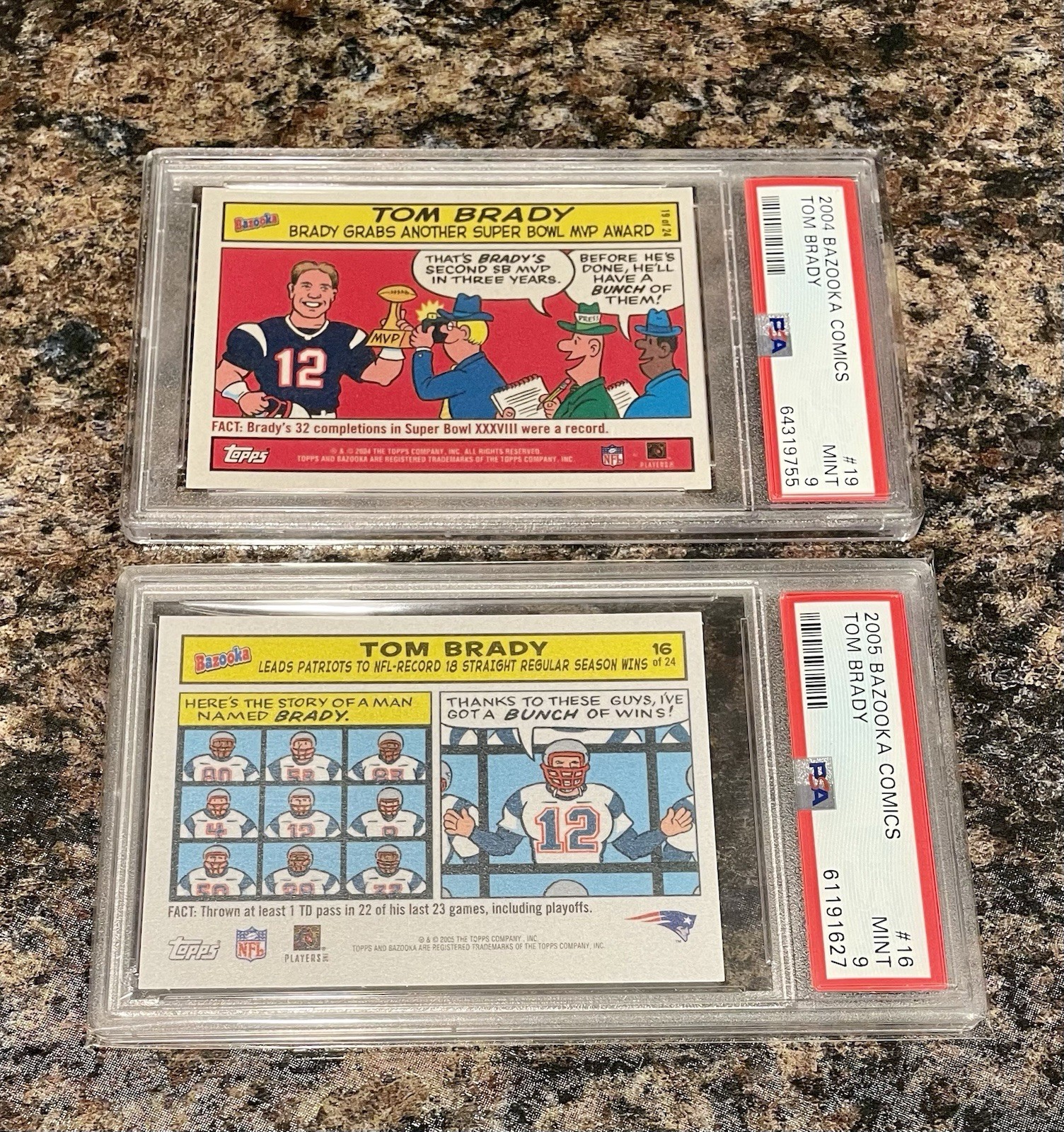 Tom Brady Bazooka Comics 2004 #19 2005 #16 PSA 9 New England Patriots Tom Brady Bazooka Comics 2004 #19 2005 #16 PSA 9 New England Patriots