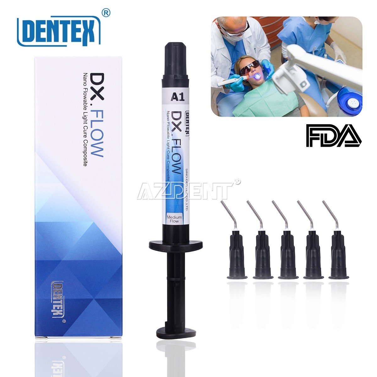 Dental Flujo medio de resina A1/A2/A3 compuesta curado por luz fluida 3g