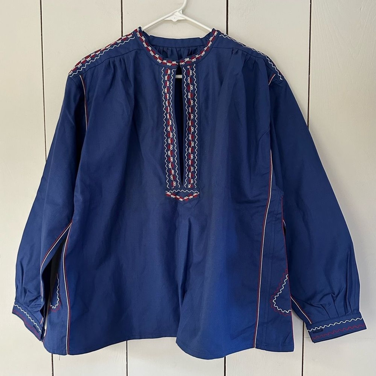 VTG 50s-70s LUTTEURS SANFOR Embroidered Cotton Chore Smock Top M-XL RARE